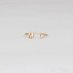 Initial Ring with Cubic Zirconia Stud 10k Gold