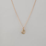 10k gold Small Initial Pendant in Circle Charm on a thin curb chain