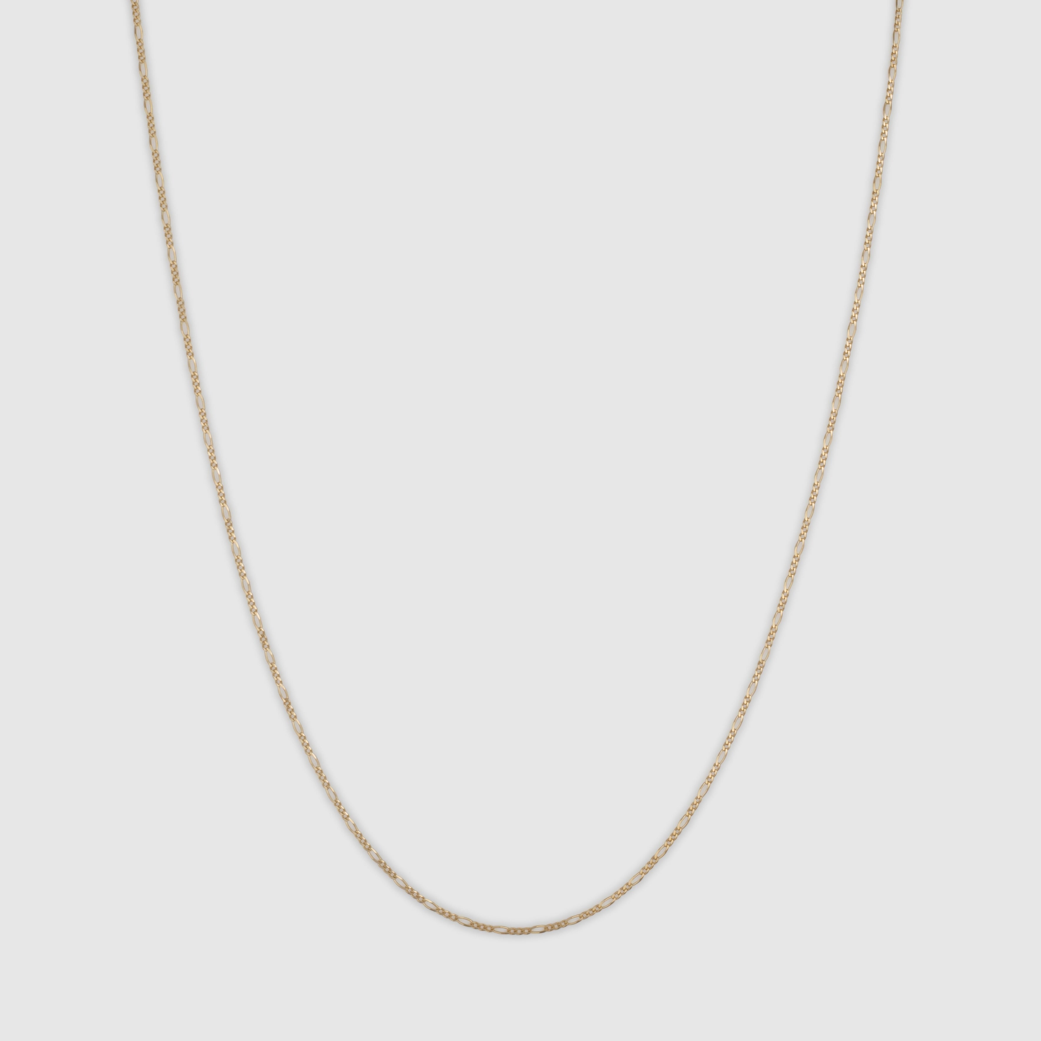 10k solid yellow gold thin figaro chain necklace