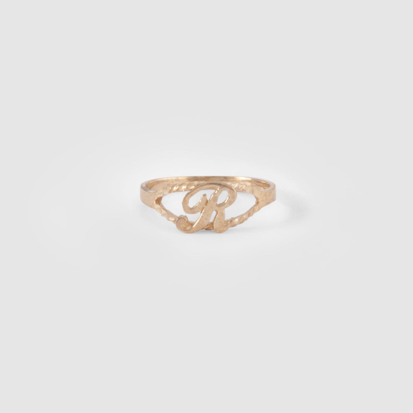 10k gold cursive initial ring