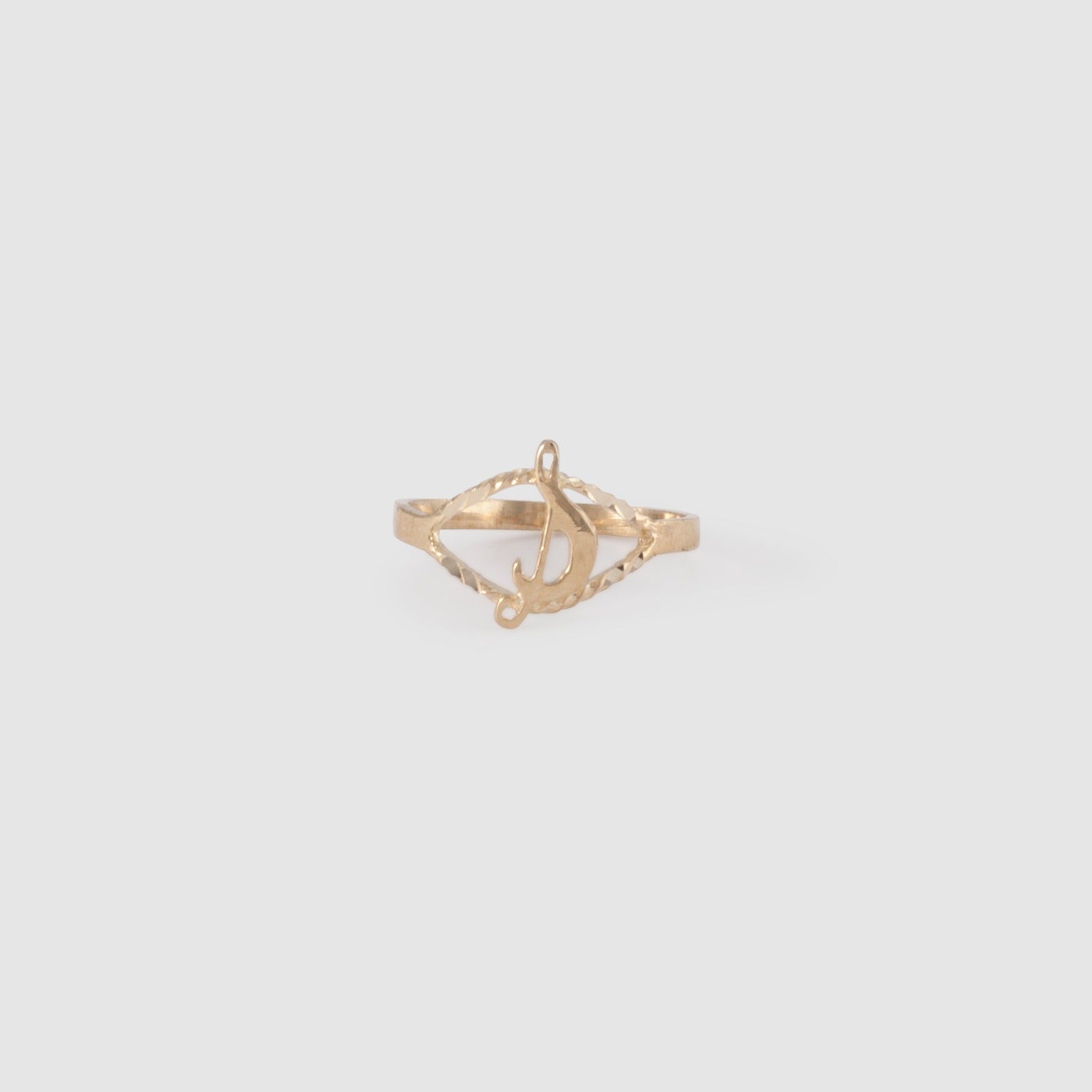 10k gold cursive initial ring