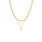 Gold Flat Snake & Curb Chain Double Layer Necklace