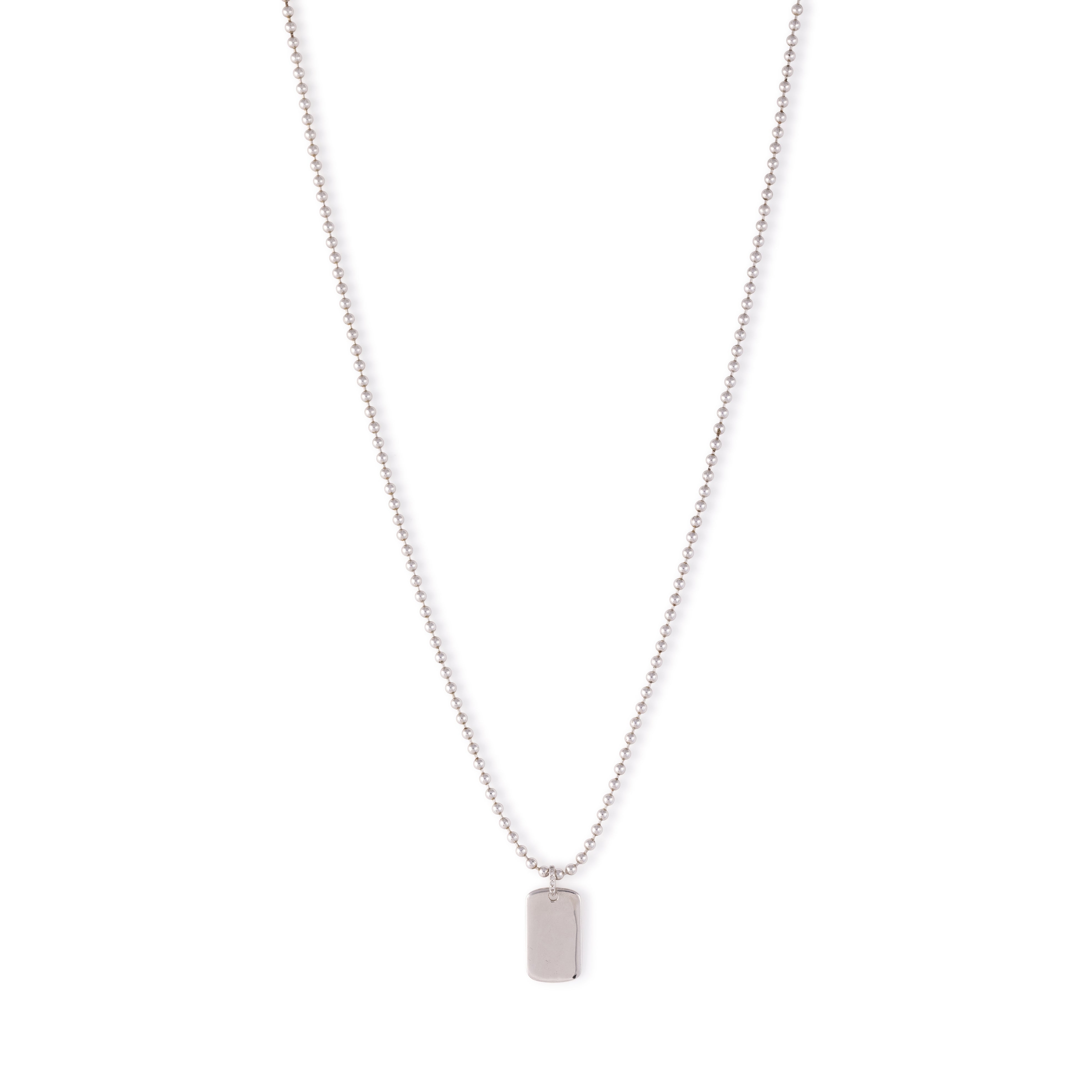 Silver Ball Chain with Dogtag pendant with CZ pav̩ on the bail
