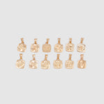 Gold square shaped zodiac pendants with diamond cut details